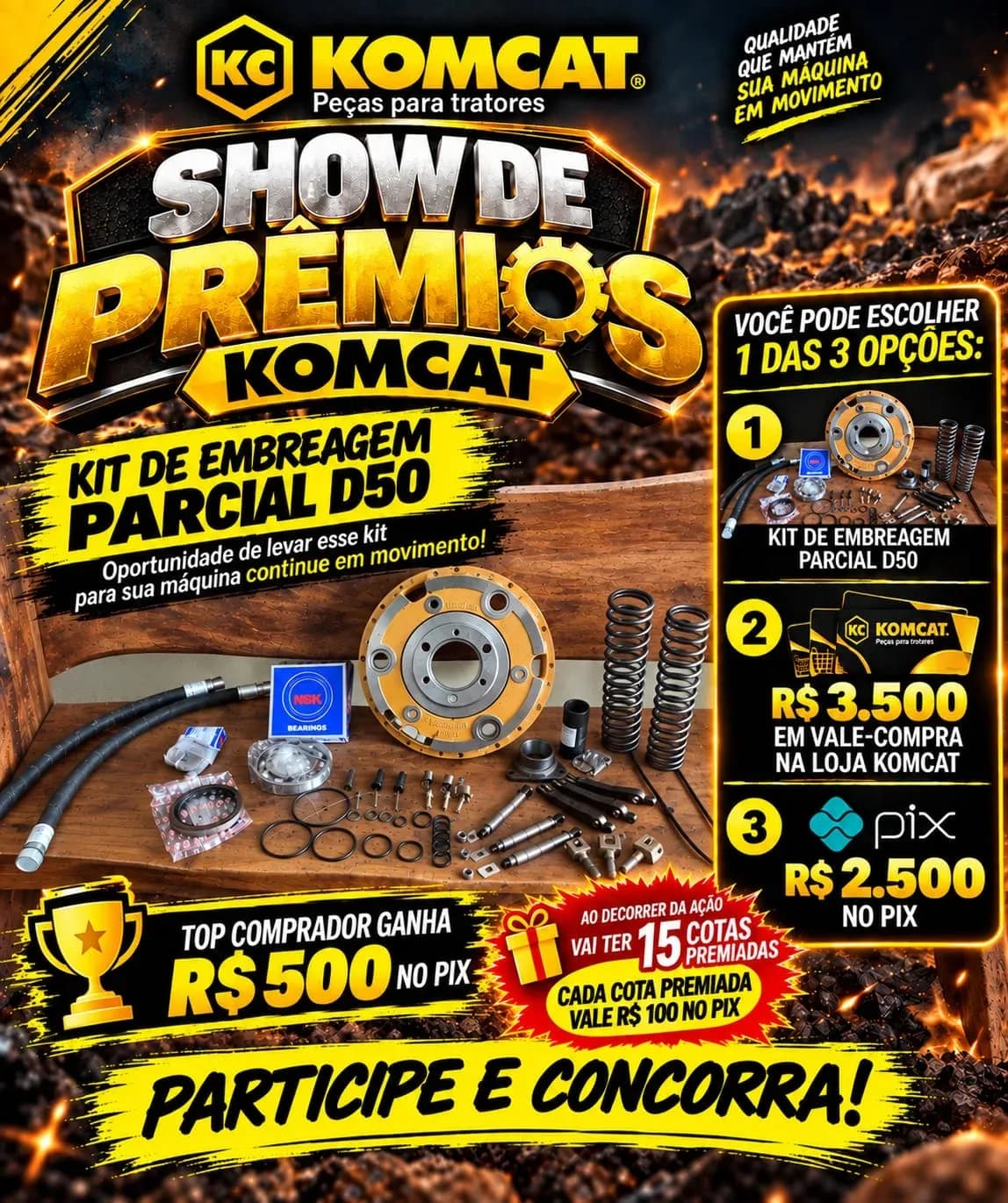 Kit Embreagem parcial D50, ou Vale compras de R$3,500 ou Pix de R$2,500