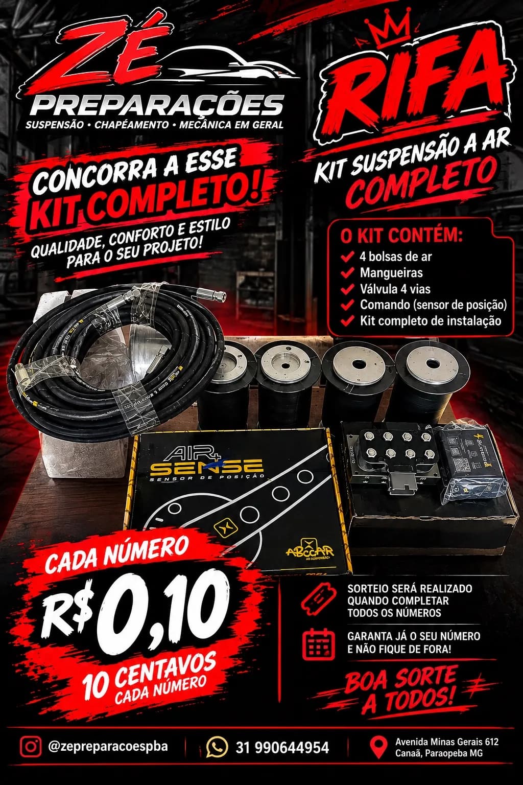 Kit suspensão a ar 0 com sensor de posição