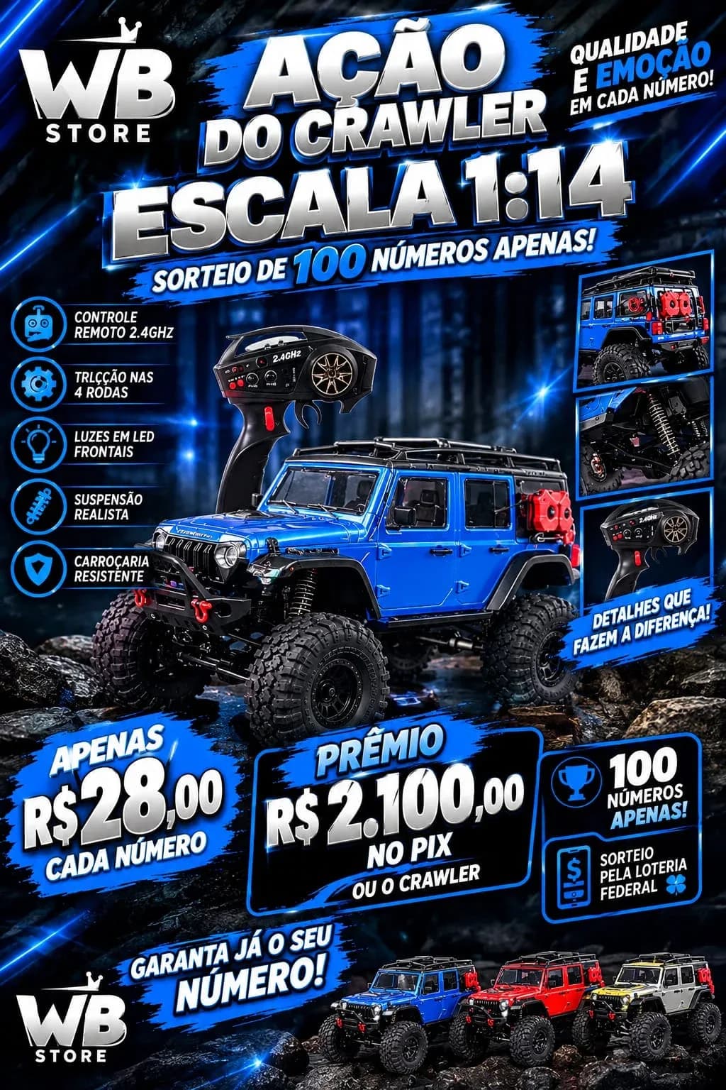 JEEP WILDERNESS 1/10 HB TOYS OU R$ 2.100,00 NO PIX
